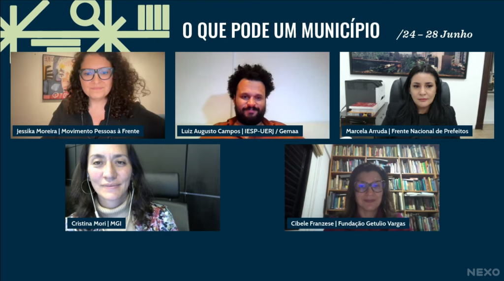 OS PARTICIPANTES DA PRIMEIRA MESA DO “O QUE PODE UM MUNICÍPIO”, EVENTO DE DEBATES ORGANIZADO PELO NEXO. Fonte: Nexo Jornal