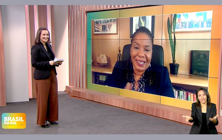 Ministra Margareth Menezes em entrevista ao "Brasil em Dia". Fonte: Agência Gov