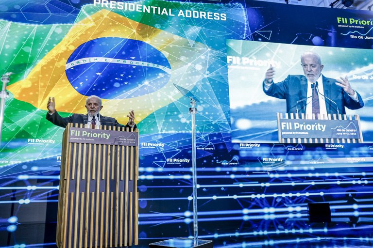 Presidente Lula durante a sessão de abertura do Fórum de Investimentos Prioridade 2024, do Instituto da Iniciativa de Investimentos Futuros (FII Institute), no Rio de Janeiro - Foto: Ricardo Stuckert / PR. Fonte: Gov.br