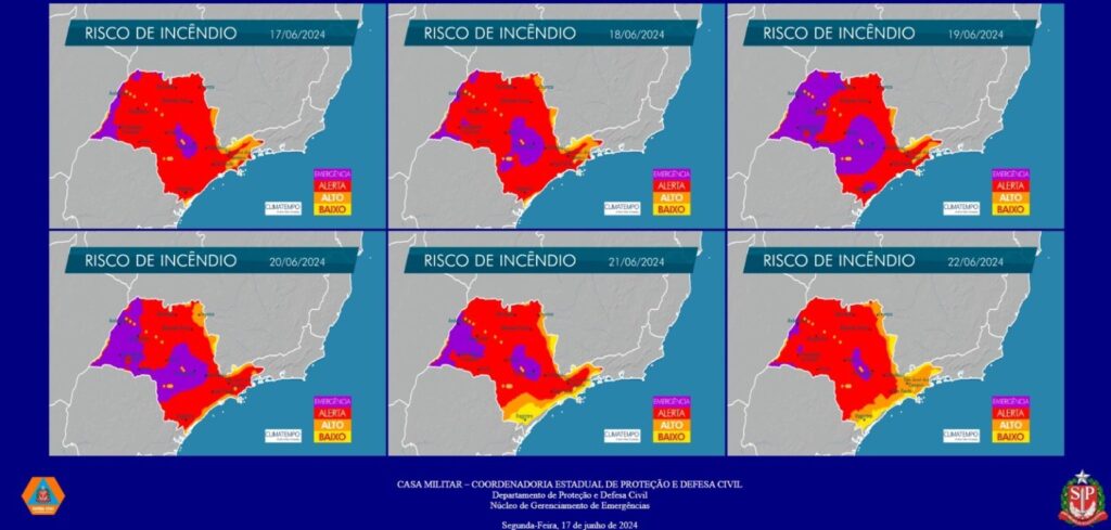 Mapa de Risco de Incêndio da Defesa Civil. Fonte: Portal do Governo de SP.