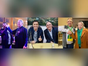 Luis Henrique Pereira e Inácio Lima são os candidatos a prefeito e vice pelo Progressistas; Neto Pereira é o candidato a prefeito pelo PDT e João Cezar Larrosa, do PT, é o vice; e Pedro Mendes foi escolhido como candidato a prefeito e Sônia Figueiredo como vice pelo PL. (Foto: Divulgação). Fonte: Jornal Tradição